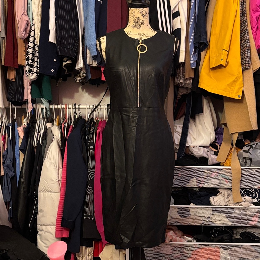 Calvin Klein Black Leather Dress